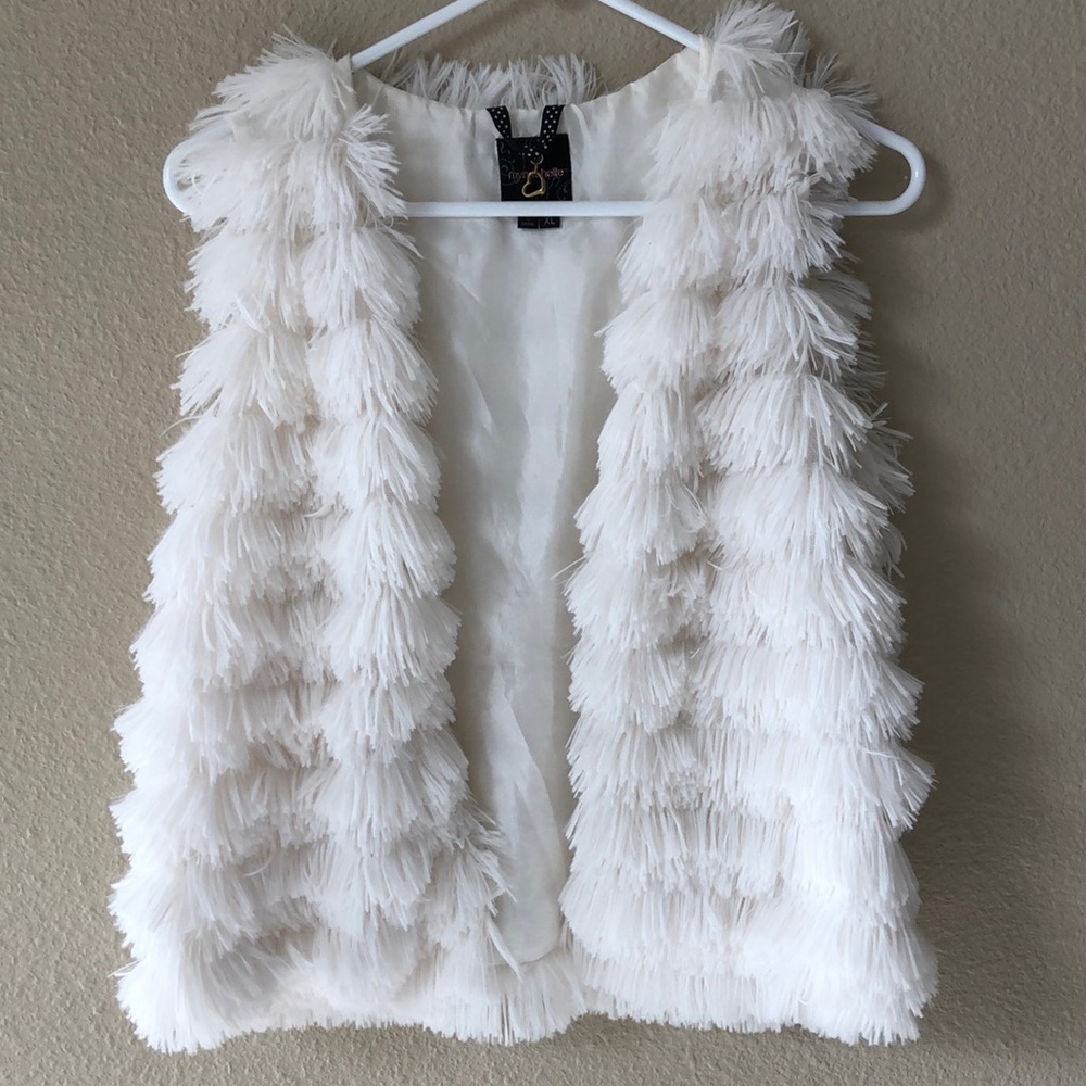 My Michelle White Fringe Vest Kids Size XL